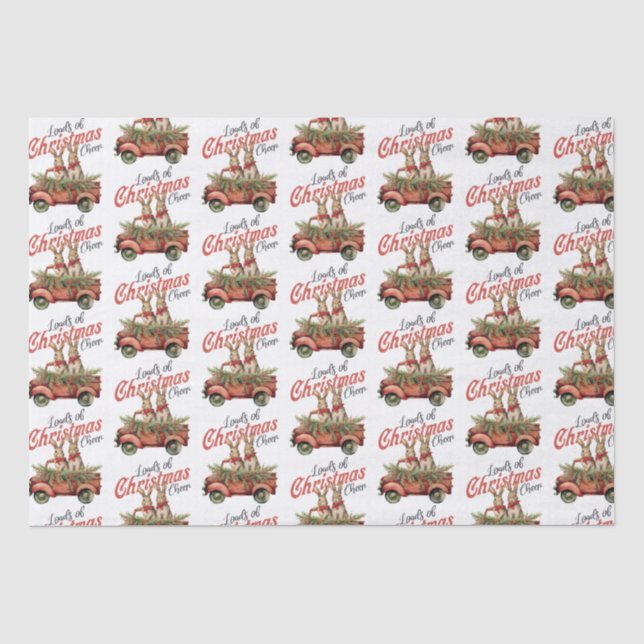 Loads of Christmas Cheer Rabbits in Red Truck Tissue Paper (Front)