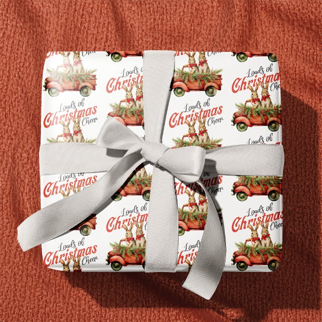 Loads of Christmas Cheer Rabbits in Red Truck Wrapping Paper (Creator Uploaded)