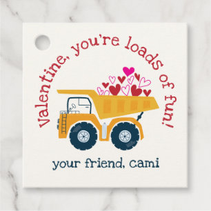 Loads of Fun Dump Truck Valentine Favor Tags
