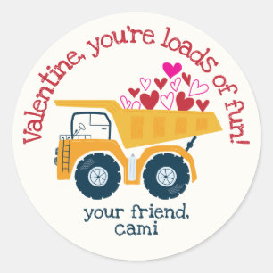 Loads of Fun Dump Truck Valentine Sticker