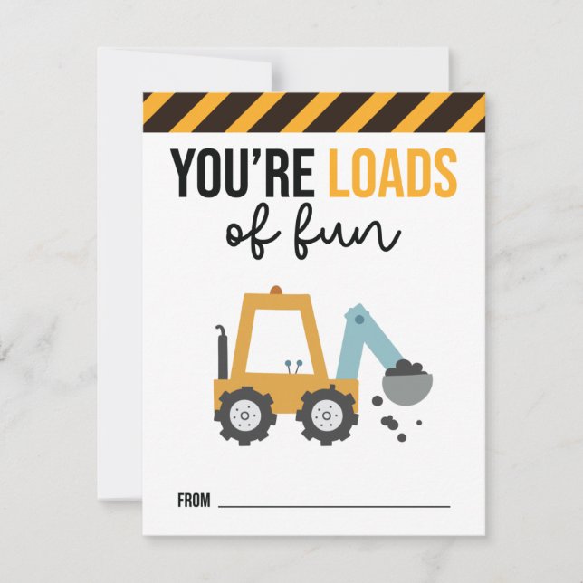 Loads of Fun Kids Construction Valentine Card (Front)