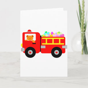 Loads Of Love Firetruck Valentine Day - Firefighte Card
