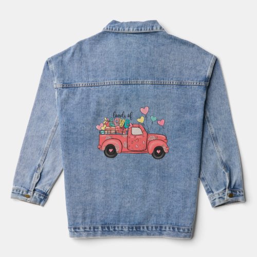 Loads Of Love Hearts Red Truck Kids Toddler Valent Denim Jacket