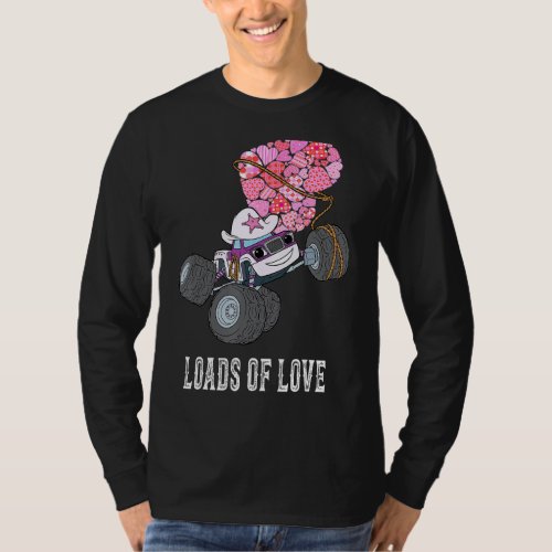 Loads Of Love Monster Truck Heart Kids Valentines  T_Shirt