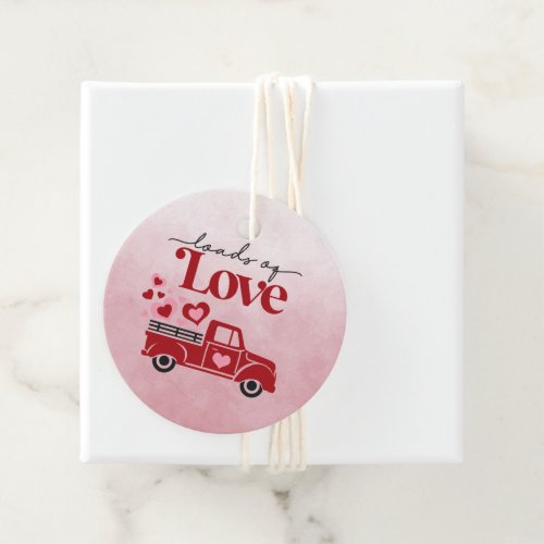 Loads of Love Red Truck Hearts Valentine Favor Tags