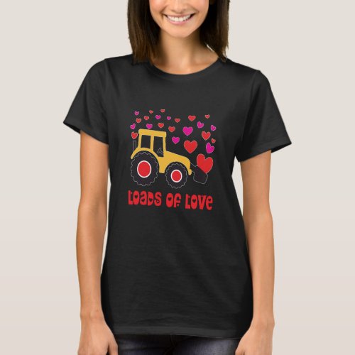 Loads Of Love Tractor Valentines Day kids boys tod T_Shirt