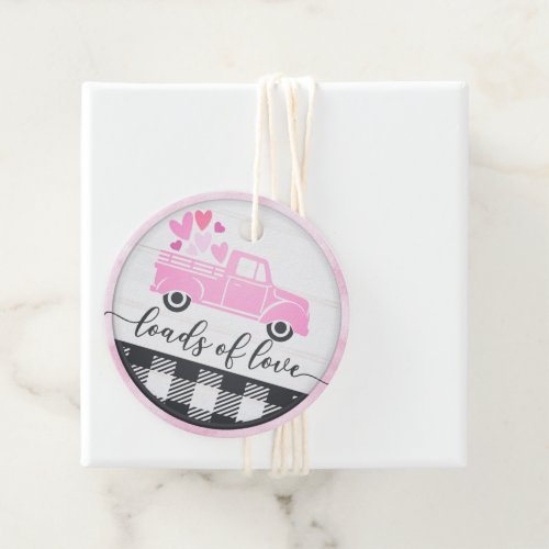 Loads of Love Truck Hearts Plaid Valentine Favor Tags