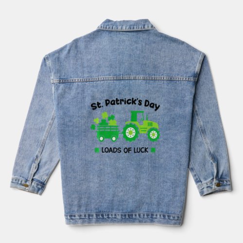 Loads Of Luck St Patricks Day Tractor Toddler Boys Denim Jacket