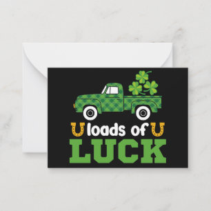 Loads Of Luck Tractor Boys St Patricks Day Kids Note Card