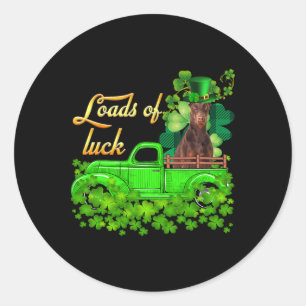Loads Of Luck Truck Doberman St Patrick's Day Classic Round Sticker