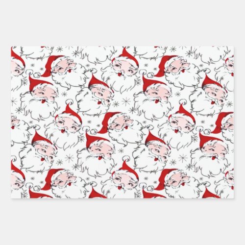 Loads Of Retro Santas Wrapping Paper Sheets