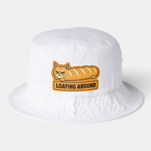 Loafing Around Funny Cat Bread Bucket Hat