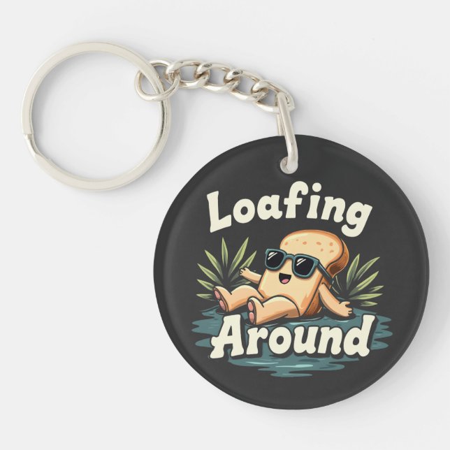Loafing Around Relaxing Bread Food Lover Keychain (Front)