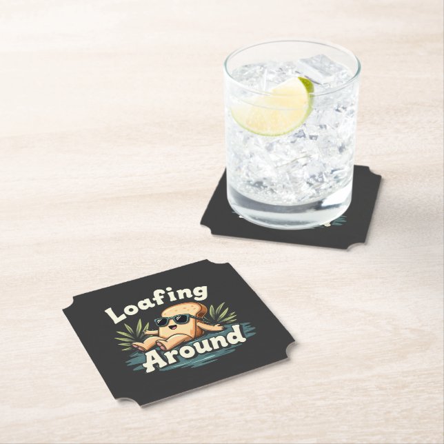 Loafing Around Relaxing Bread Food Lover Paper Coaster (Insitu)