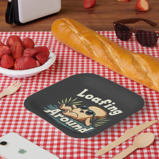 Loafing Around Relaxing Bread Food Lover Paper Plates (Picnic)