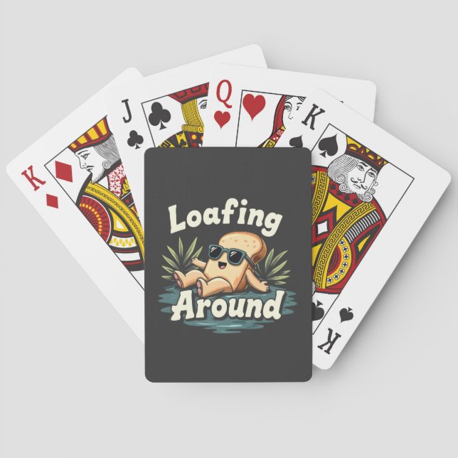 Loafing Around Relaxing Bread Food Lover Poker Cards (Back)
