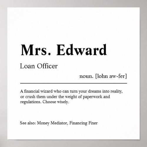 Loan Officer Personalized Gift Poster