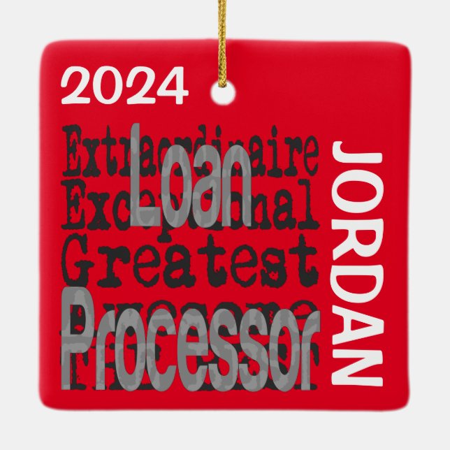 Loan Processor Extraordinaire CUSTOM Ceramic Ornament (Back)