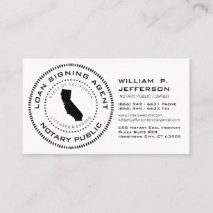 Loan Signing Agent Notary California Business Card