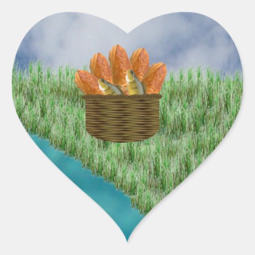 Loaves and Fishes Heart Sticker