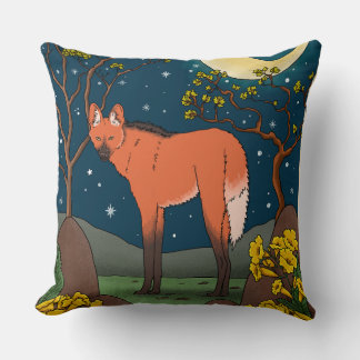 Lobo Guarão and the ipê flower - Brazilian animals Throw Pillow