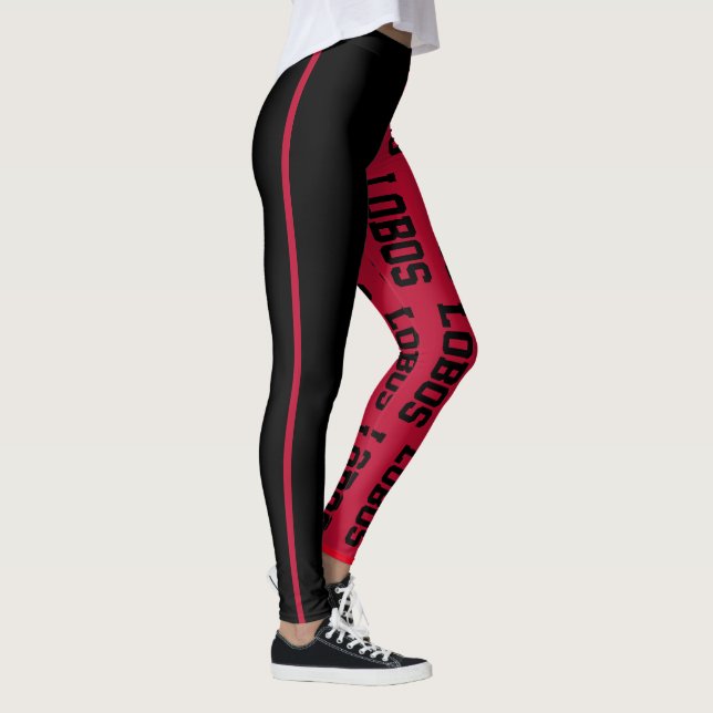 LOBOS Bold Cherry Red Black Modern New Mexico Leggings (Right)