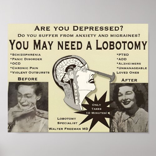 Lobotomy Advertising Poster  Vintage Ad  