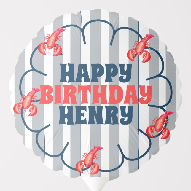 Lobster 1st Birthday Party Balloon (Front)