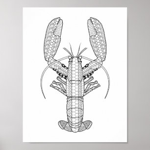 Lobster Adult Coloring Poster