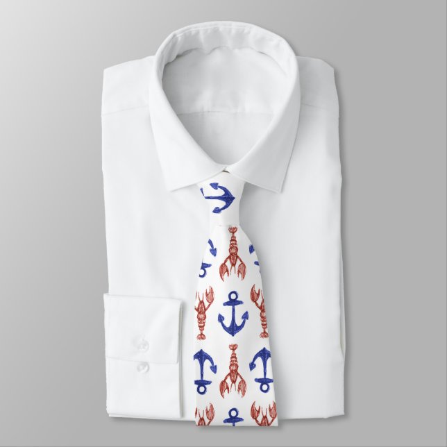 Lobster and Anchors Neck Tie (Tied)