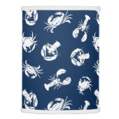 Lobster and Crab Blue White Seafood Pattern Lamp Shade (Right)