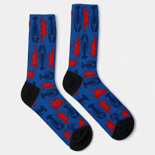 Lobster and Crabs Patterned Crew Socks