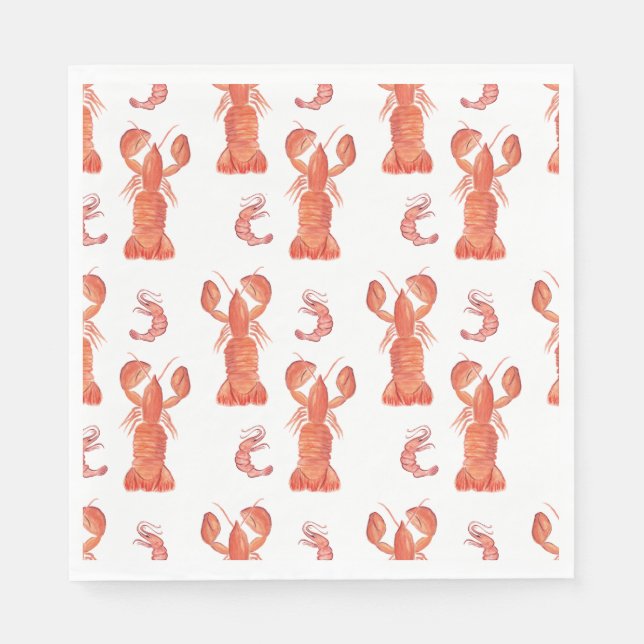 Lobster and Crawfish Pattern Wedding Napkins (Front)