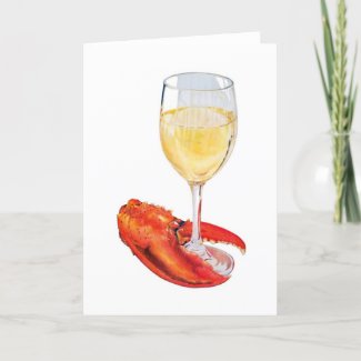 Lobster and Wine Art Card