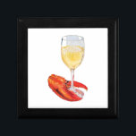 Lobster and Wine Gift Box<br><div class="desc">Keepsake box with a decorative tile on the lid featuring an illustration of a lobster claw around the stem of a white wine glass. Artwork copyright: Dominic A. White. All rights reserved.</div>