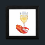 Lobster and Wine Gift Box<br><div class="desc">Keepsake box with a decorative tile on the lid featuring an illustration of a lobster claw around the stem of a white wine glass. Artwork copyright: Dominic A. White. All rights reserved.</div>