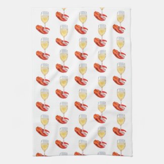 Lobster and Wine Kitchen Towel
