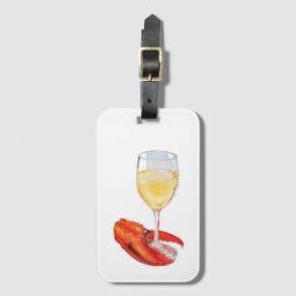 Lobster and Wine Luggage Tag