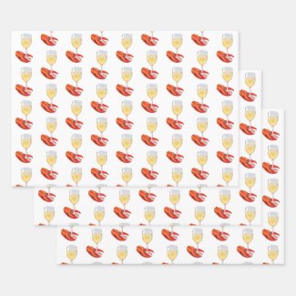 Lobster and Wine Wrapping Paper Sheets