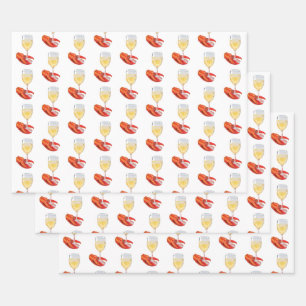 Lobster and Wine Wrapping Paper Sheets