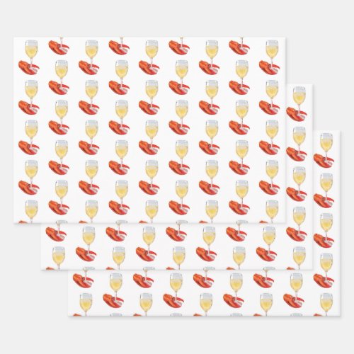 Lobster and Wine Wrapping Paper Sheets