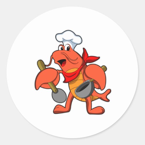 Lobster as Chef with Wooden spoon Classic Round Sticker