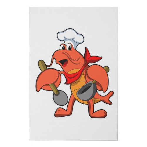 Lobster as Chef with Wooden spoon Faux Canvas Print