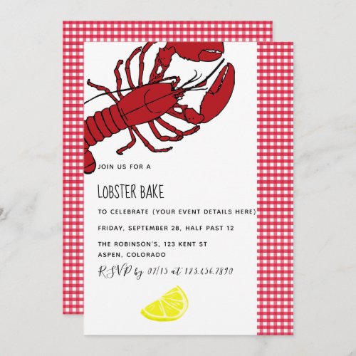 Lobster BakeBoil Party customized invitation