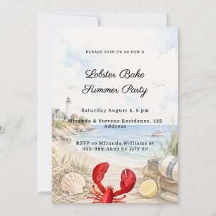 Lobster Bake coastal beach party Invitation