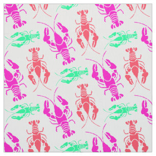 Lobster Bake Fantasy Pink Green Orange Fabric