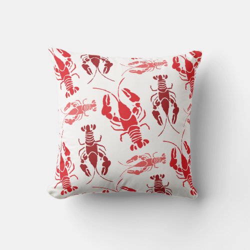 Lobster Bake or Crawfish Boil Retro Pattern Throw Pillow