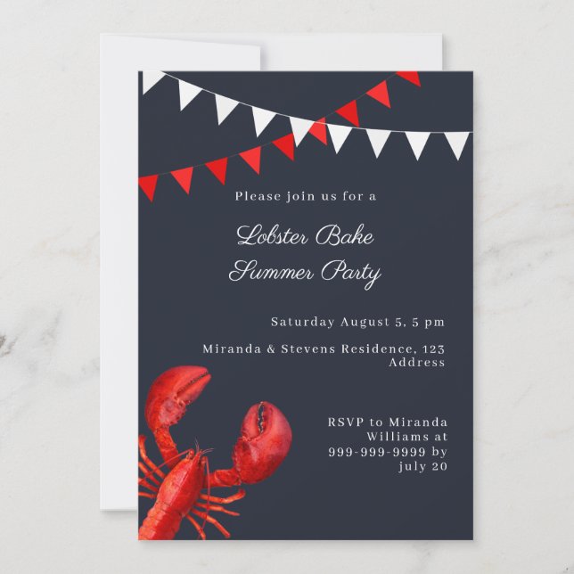 Lobster Bake Summer Party Invitation (Front)