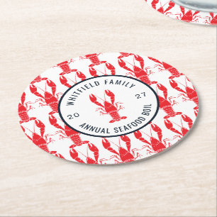 Lobster Bake Summer Seafood Boil Round Paper Coaster