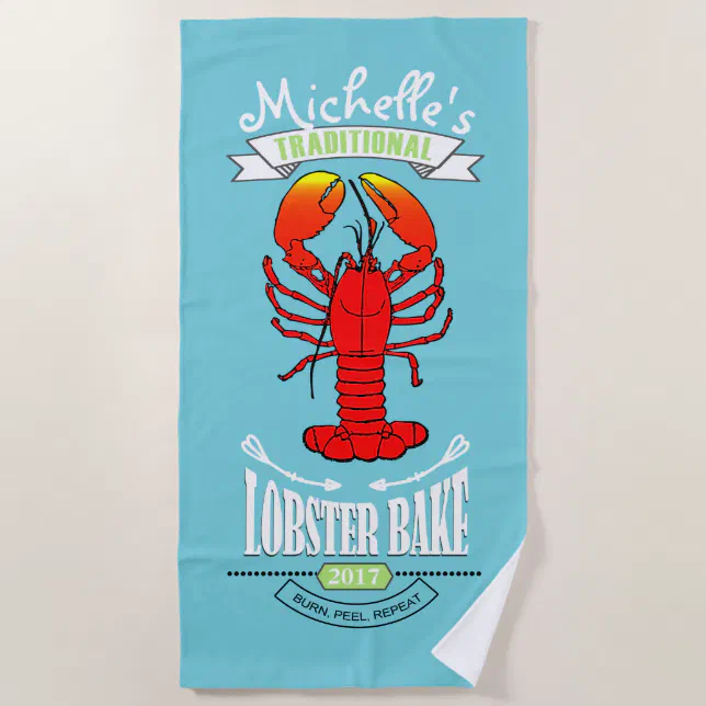 Lobster Bake Sunburn Humor ID417 Beach Towel Zazzle